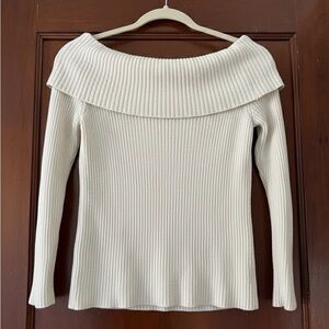 Elegant Off-Shoulder White Sweater